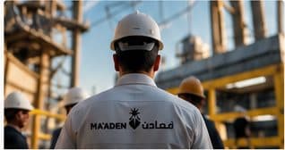 Maaden team member in a hard hat on an industrial site